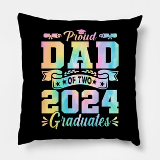 Proud Dad Of Two 2024 Graduates Tie Dye Pillow