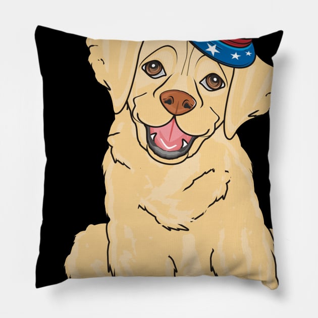 American Flag Labrador Retriever Dog Lover Pillow by Kaileymahoney
