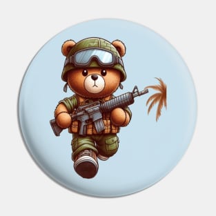 Army cartoon bear Pin