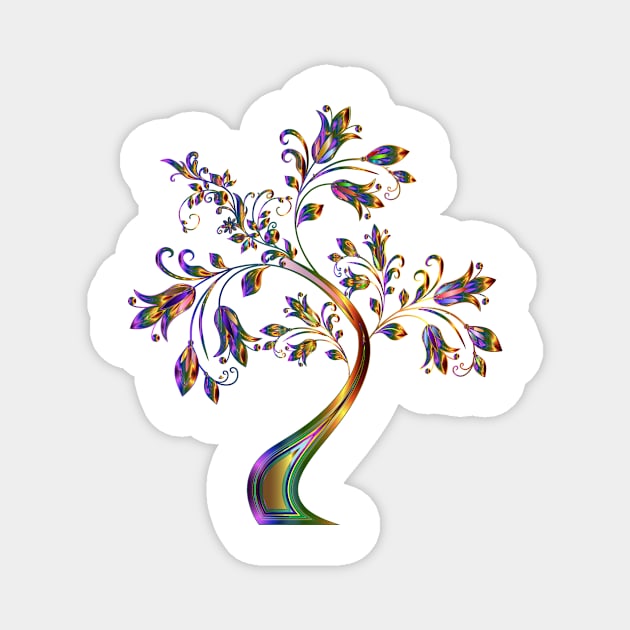 Floral ornamental tree in multiple colours 3 Magnet by Montanescu