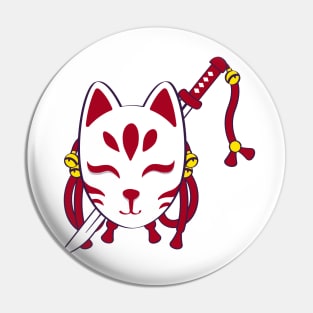 Cute kitsune mask Pin