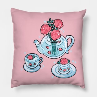 Floral Tea Set Pillow