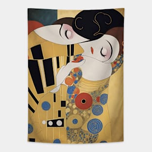 Gustav Klimt's Enchanted Kiss: Inspired Artwork Tapestry