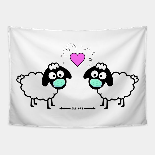 LOVE WINS - Com’on Sheeple follow me - just not too close - cute & funny sheep Mask pink heart art Tapestry by originalsusie