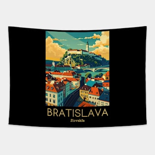 A Vintage Travel Illustration of Bratislava - Slovakia Tapestry