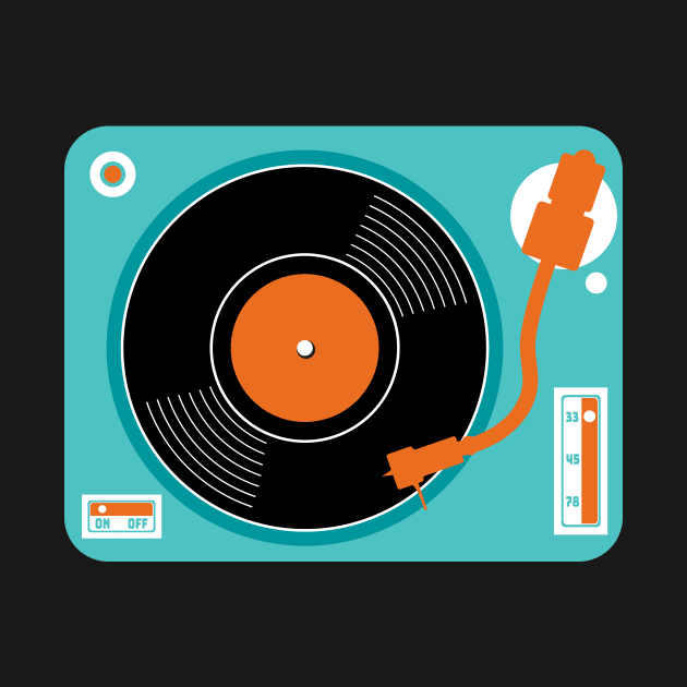 Record player turntable design with record by JDawnInk