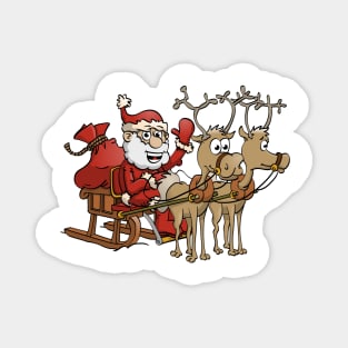 Santa Claus sitting in his sledge with two reindeers. Magnet