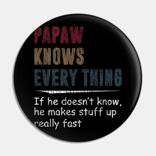 Retro Papaw Knows Everything Makes Stuff Up Real Fast Funny Pin