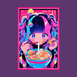 Cute Anime Girl |  Ramen Noodles | Hentaii Chibi Kawaii Design T-Shirt