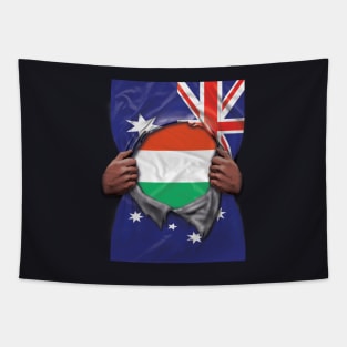 Hungary Flag Australian Flag Ripped Open - Gift for Hungarian From Hungary Tapestry