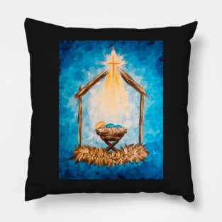 Rustic Nativity Scene Pillow