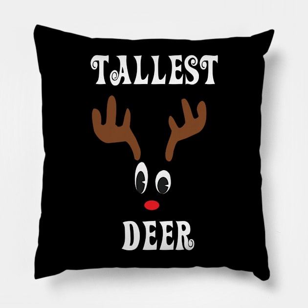 Tallest Reindeer Deer Red nosed Christmas Deer Hunting Hobbies Interests Pillow by familycuteycom