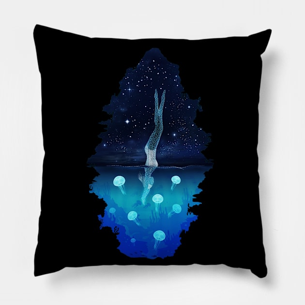 Jellyfish diver Pillow by secondskin