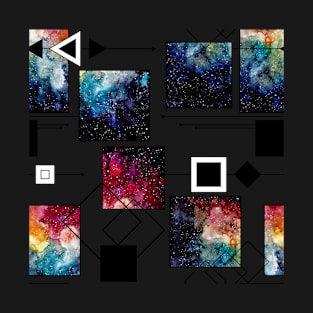 Vivid Nebula, Squares and Lines T-Shirt