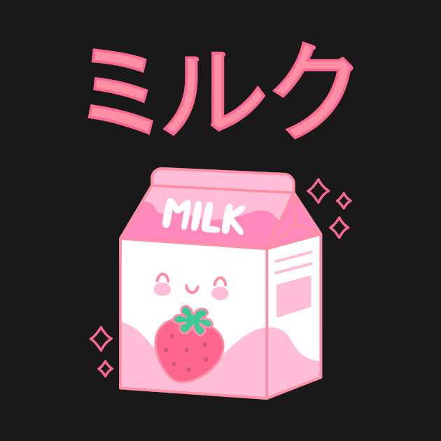 Japanese Aesthetics Kawaii Strawberry Milk Shake (White Background) by Luluca Shirts