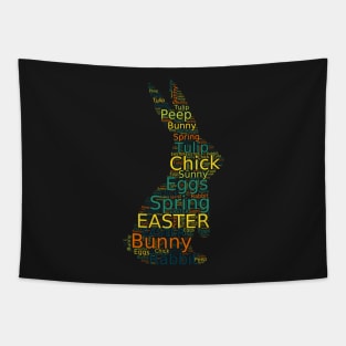 Cute Colorful Bunny Easter Words Tapestry