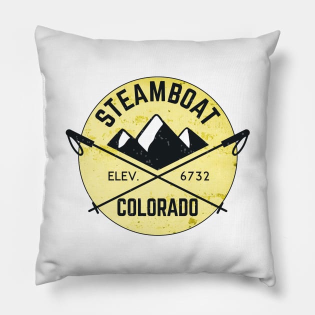 Steamboat Springs Colorado Skiing Ski Pillow by heybert00