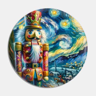 Nutcracker Fantasy: Enchanted Starry Night - Van Gogh-Inspired Ballet Art Pin