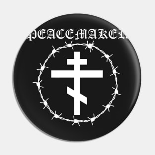 Peacemaker Orthodox Cross Barbed Wire Metal Hardcore Punk Pin