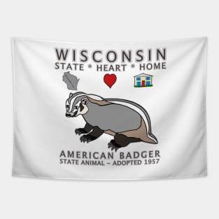 Wisconsin - American Badger - State, Heart, Home - state symbols Tapestry
