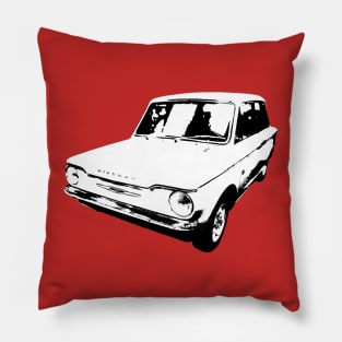 Hillman Imp 1960s classic car front quarter monoblock black/white Pillow