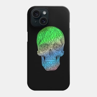 Stained glass skull - green as blue fade version Phone Case