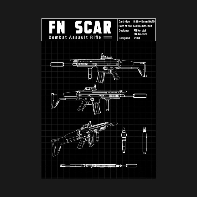 Discover FN SCAR SCHEMATIC - Assault Rifle - T-Shirt