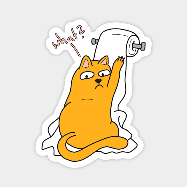 Funny Cat with Toilet Paper Magnet by Foxxy Merch