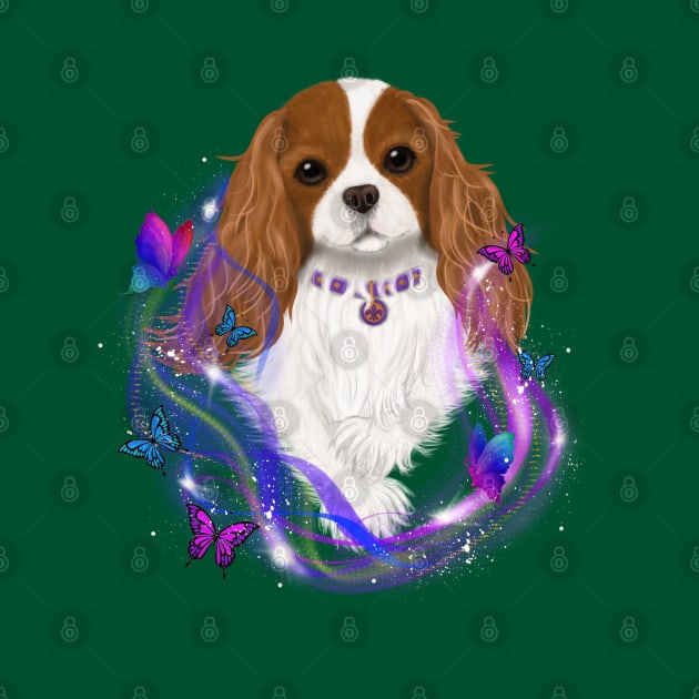 Magical Cavalier King Charles Spaniel and Butterflies, Blenheim by Cavalier Gifts