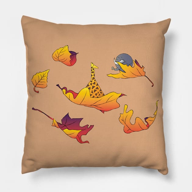 Falling Animals On Fall Pillow by innrfrqncy