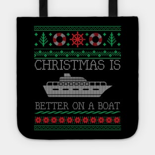 Boating Christmas Is Better On Pontoon Boat Ugly Christmas Sweater Tote