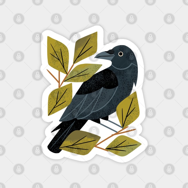 Perching Raven Magnet by Renea L Thull