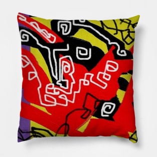 Violet yellow red and black Pillow