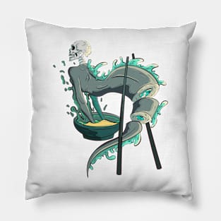 The Great Sushi Skeleton Bowl 3- Japanese Vector art Illustration Pillow