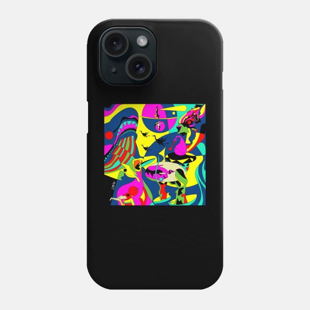 earthly delights ecopop in mexican patterns madness art monsters Phone Case by jorge_lebeau
