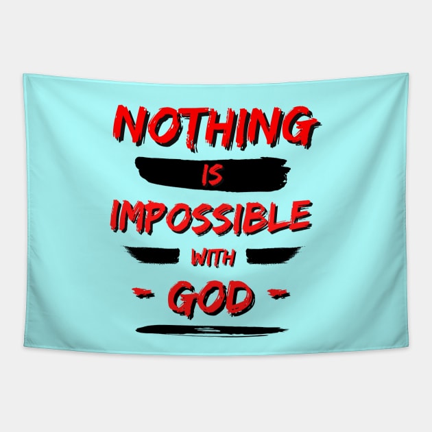 Nothing is Impossible With God | Christian Saying Tapestry by All Things Gospel