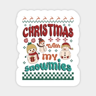 Christmas With My Snowmies, Retro Christmas Magnet