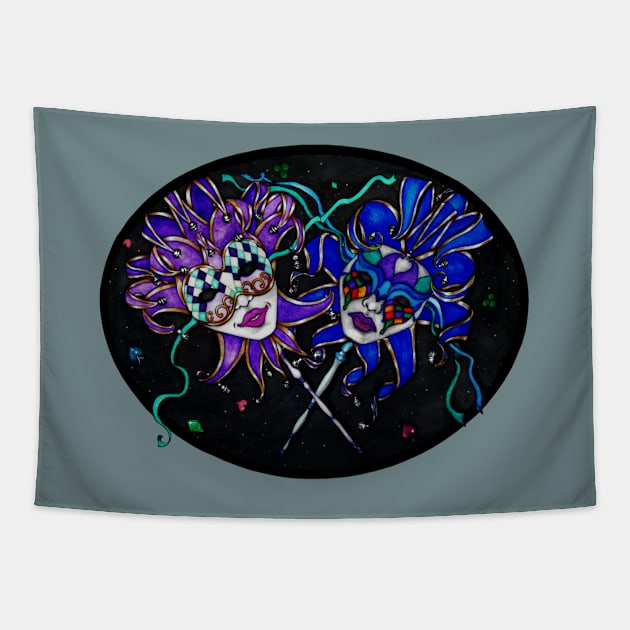 Jester Masks Tapestry by SandraGale Art