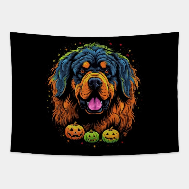 Tibetan Mastiff Halloween Tapestry by JH Mart