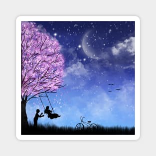 Cherry tree with lovely couple Magnet