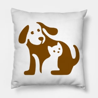 Brown dog and white cat Pillow