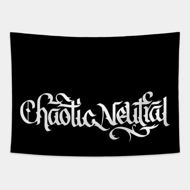 Chaotic Neutral Calligraphy Tapestry by polliadesign