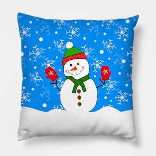 Red Mitted Snowman Pillow