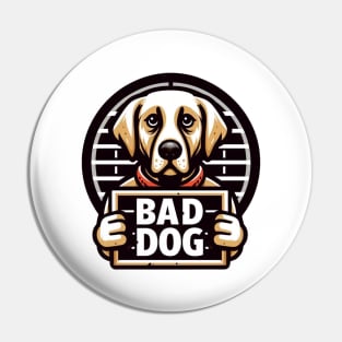 Illustrated Bad Dog Jail Mugshot Pin