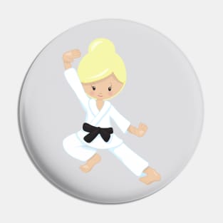 Karate Girl, Cute Girl, Black Belt, Blonde Hair Pin