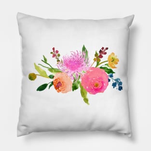Floral Watercolor, Pink Renunculus Pillow