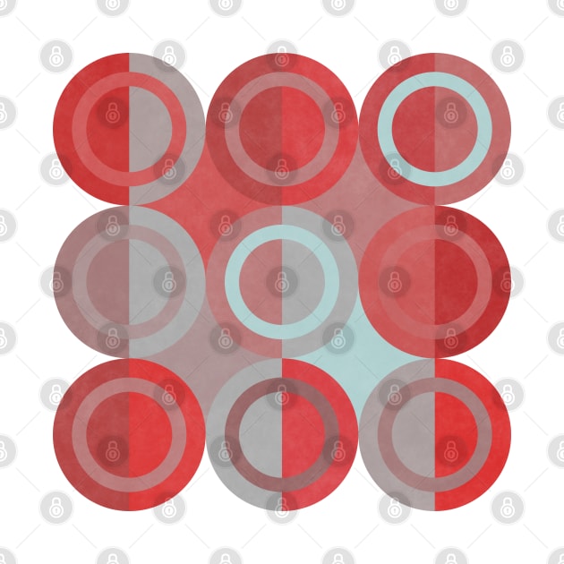 Geometric Shapes Grey Red Circles by FAROSSTUDIO