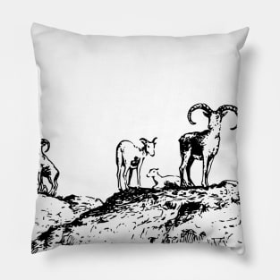 Mountain goat illustration Pillow