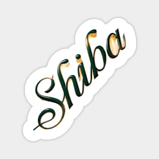 Style Shiba Aesthetic Green & Gold Colors Magnet