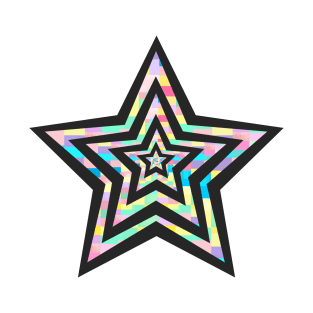Stars in Pastels and Black T-Shirt